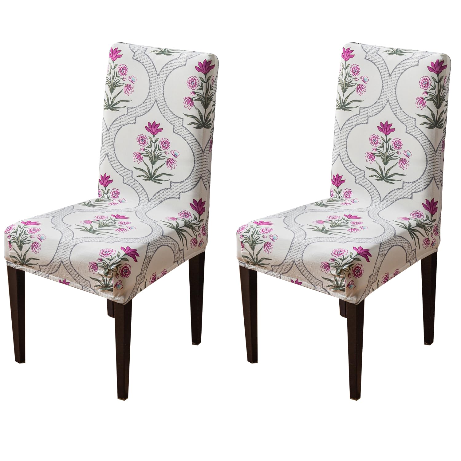 Elastic Chair Cover Stretch Removable Washable Short Dining Chair Cover (Mughal Buta)