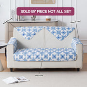 Printed Quilted Sofa Cover for 1/2/3/4 Seater Anti-Slip- Indigo Motif