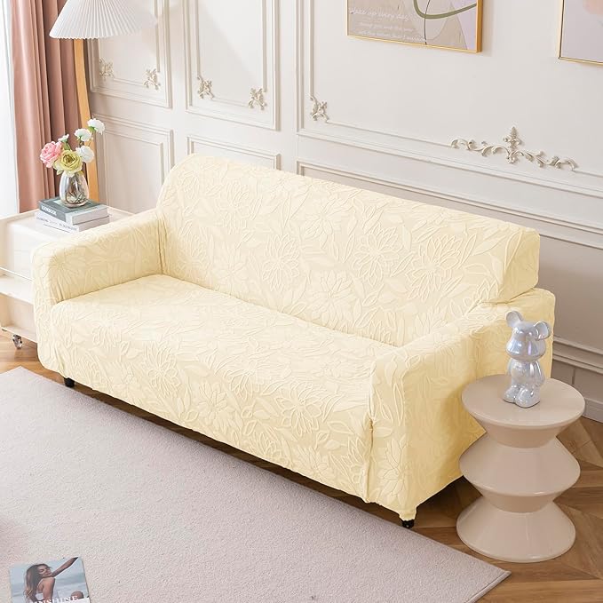 Universal Jacquard Waterproof Camellia Fabric Sofa Cover (Beige)