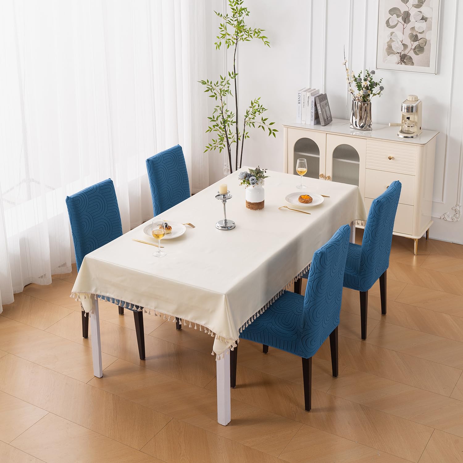 Premium Stretch Chair Cover – 220 GSM Jacquard Fabric (Navy)