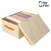 Non-Woven Clothes Storage Box Drawer Divider Basket (Beige Print)