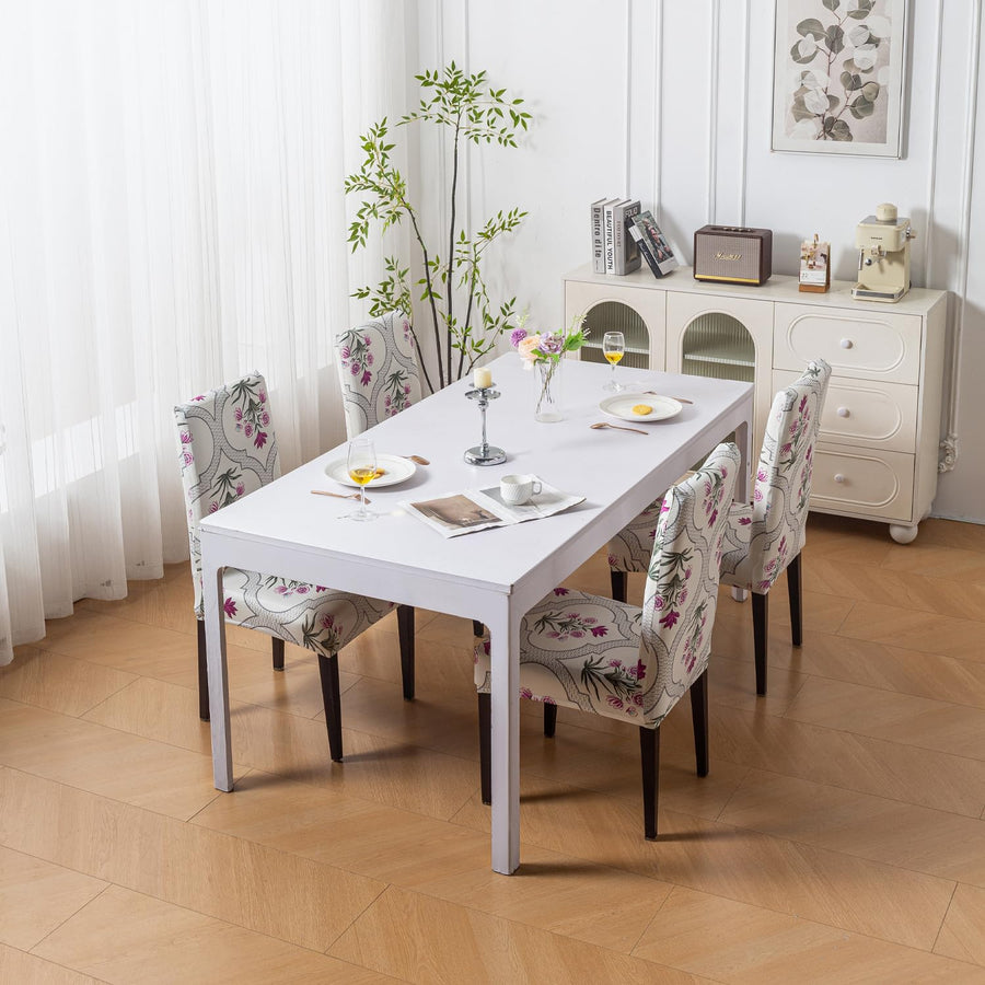 Elastic Chair Cover Stretch Removable Washable Short Dining Chair Cover (Mughal Buta)