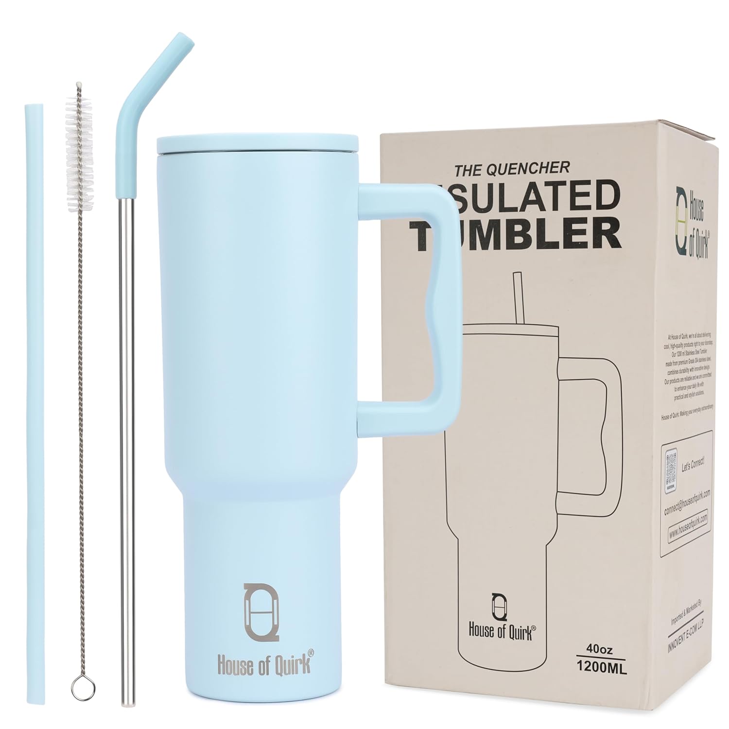 Stainless Steel Vacuum Insulated Tumbler with Straw and Lid & Handle - (1200 ML)