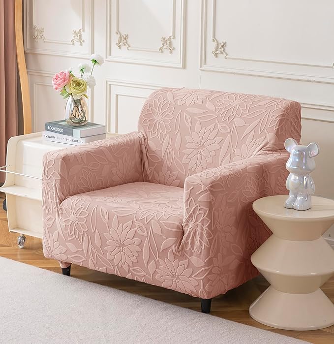 Universal Jacquard Waterproof Camellia Fabric Sofa Cover (Pink)