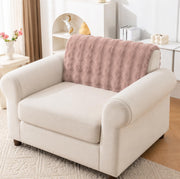 Rabbit Plush Sofa Mat Floral Design - Pink