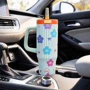 1200ML Stainless Steel Tumbler with Handle & Pop-Up Lid (Printed)