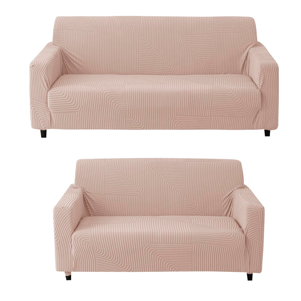Universal Jacquard 3+2 Seater Thickened Fabric Sofa Cover (Pink)