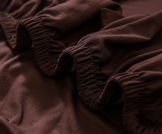 Polyester Spandex Plain Sofa Cover (Brown)