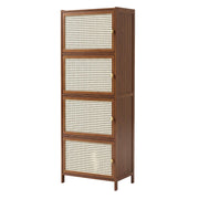 4-Tier Bookcase with Door Storage Rack - Brown