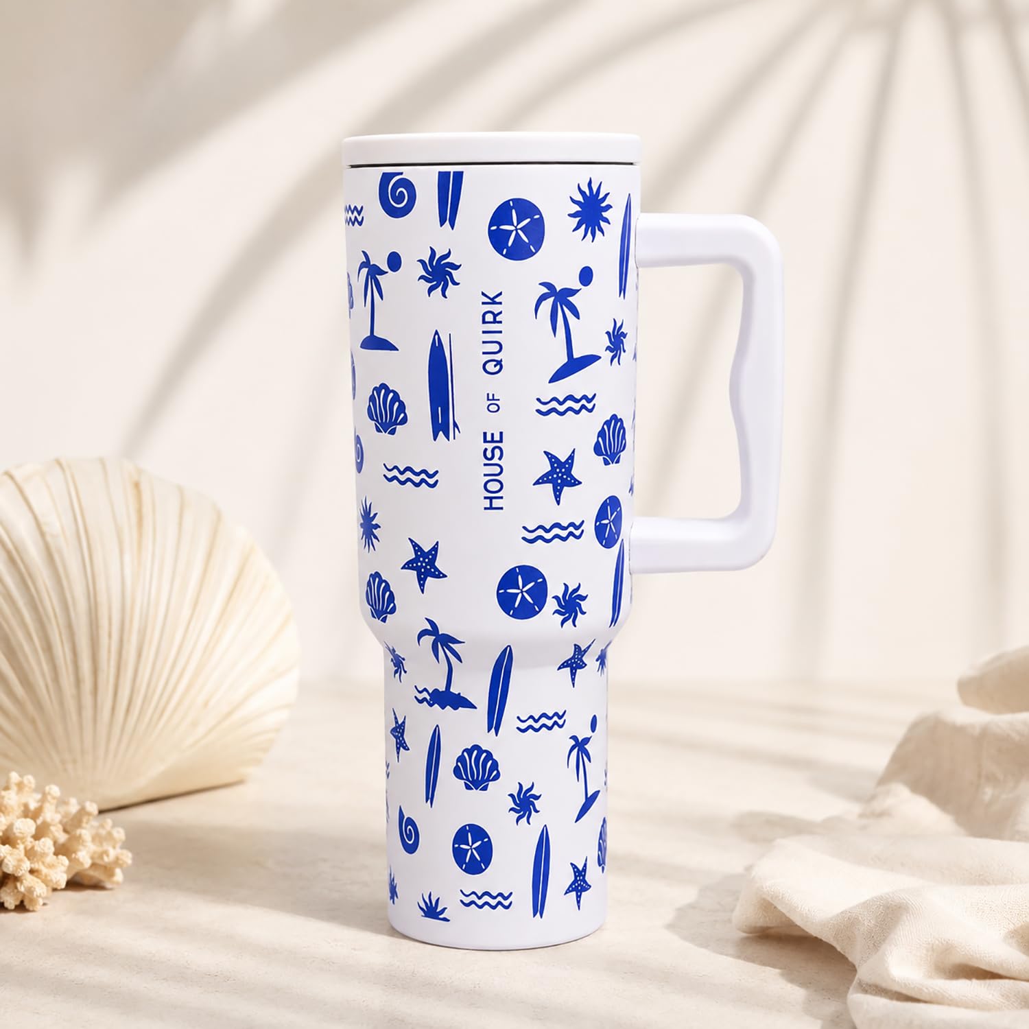 Stylish Stainless Steel Tumbler with Lid, Handle & Straws - (1200 ML)