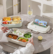 Stainless Steel Lunch Box | 304 Multi-Layer Bento Box with Bag & Utensils (Beige/Brown)