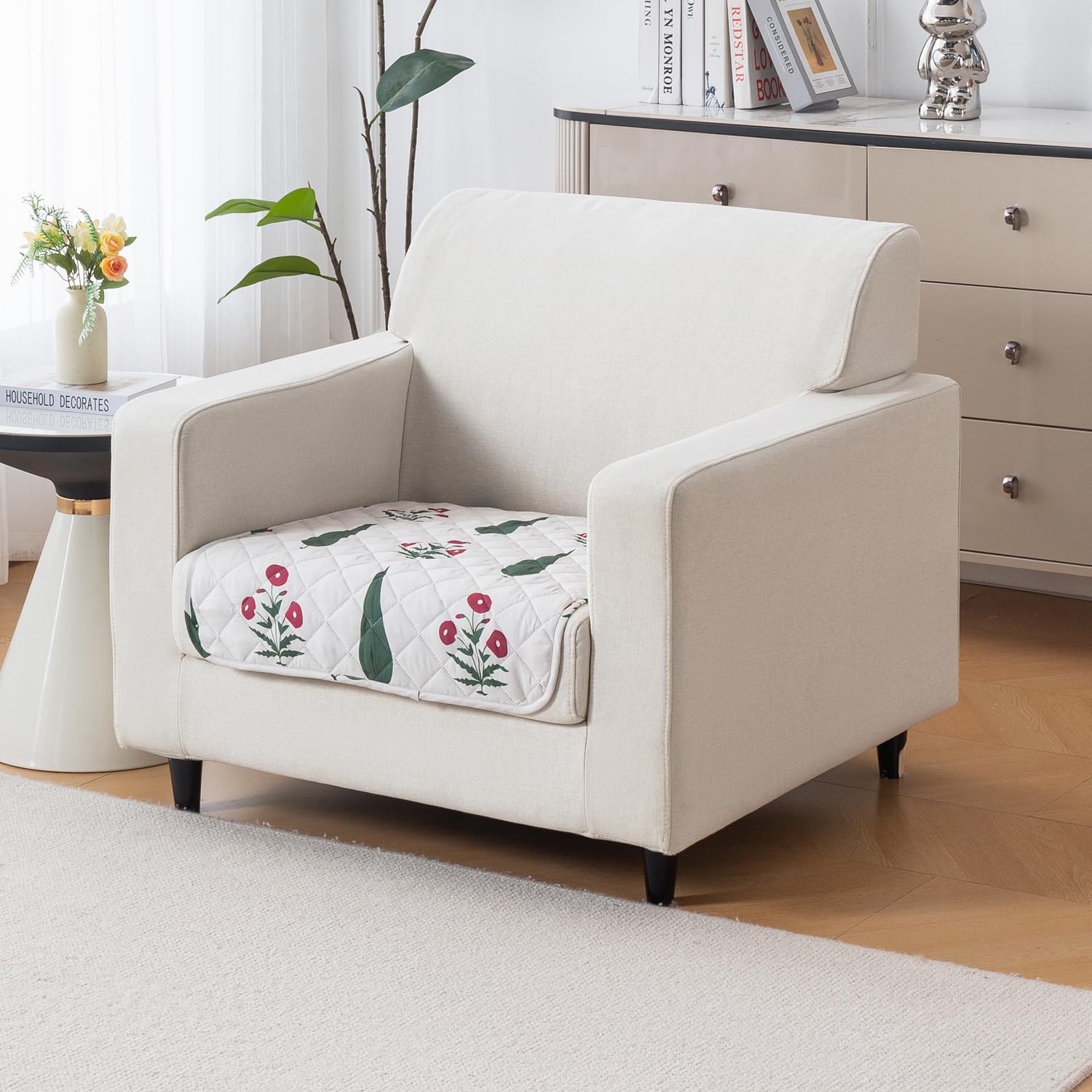 Printed Quilted Sofa Cover for 1/2/3/4 Seater Anti-Slip- Shalimar Garden