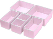 Set of 6 Foldable Storage Box Drawer Divider Organizer Basket Bins
