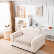 Rabbit Plush Sofa Mat Floral Design - Almond