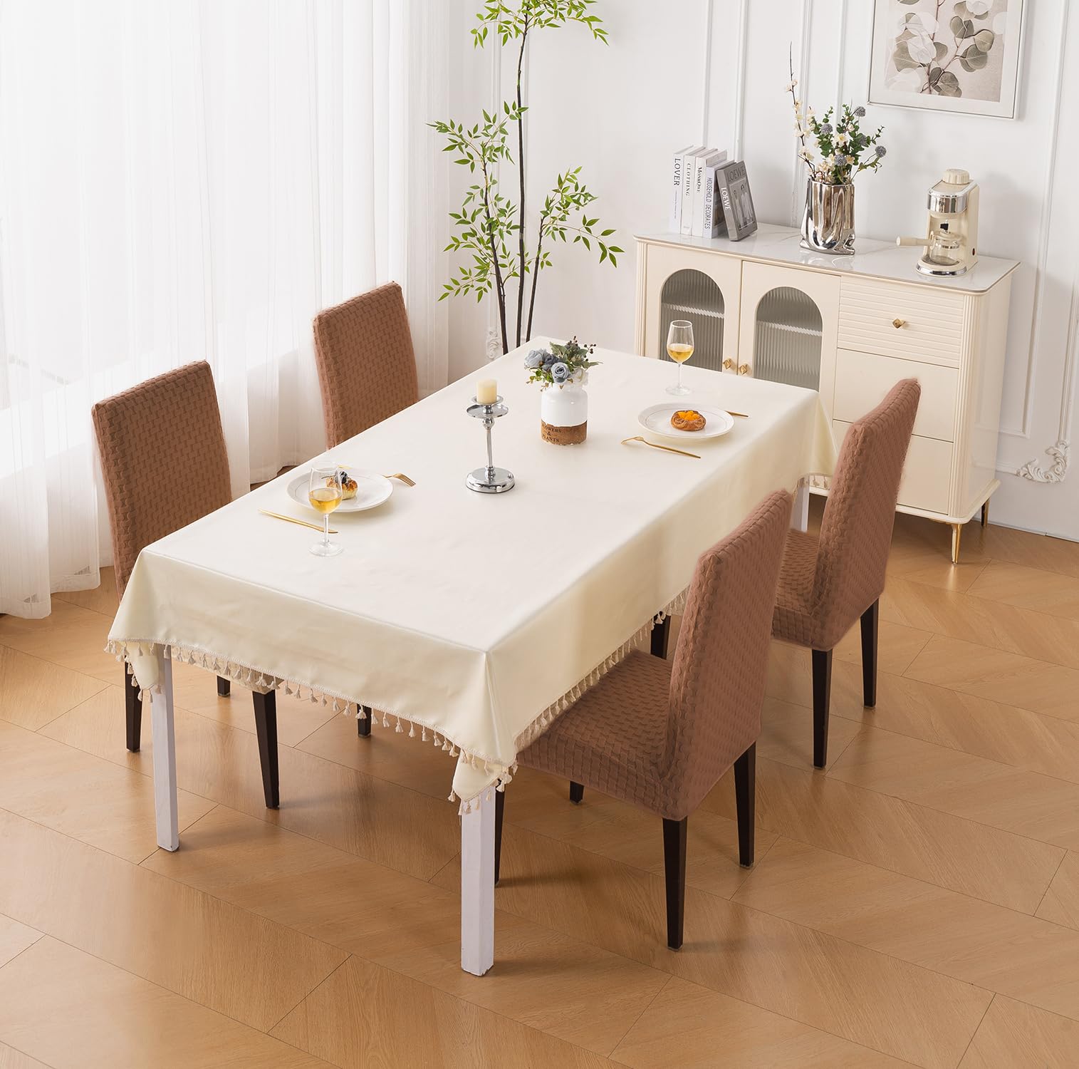 Stylish Jacquard Dining Chair Cover – 220 GSM (Brown)