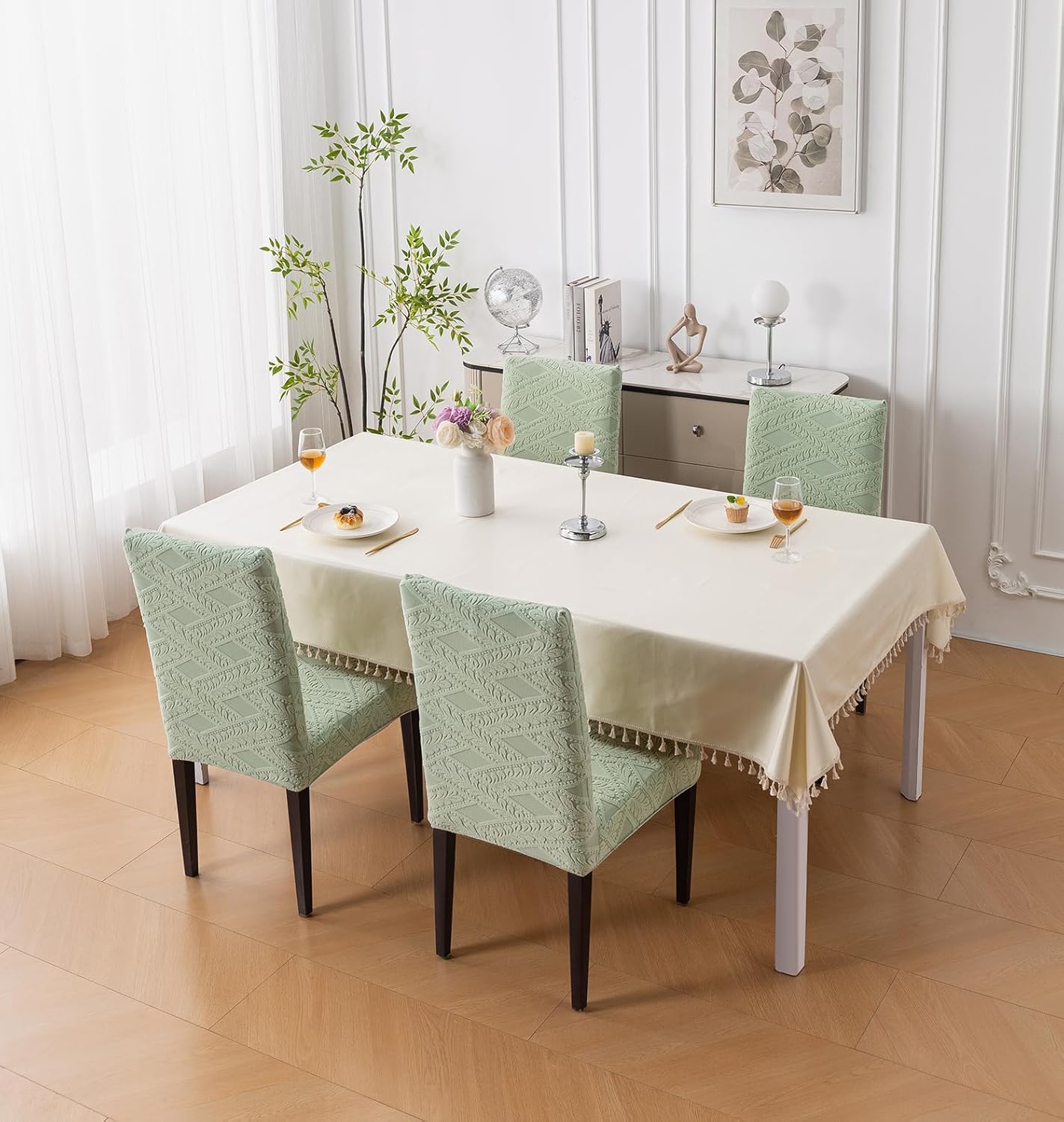 Universal Fit Stretchable Jacquard Chair Cover – 220 GSM Green