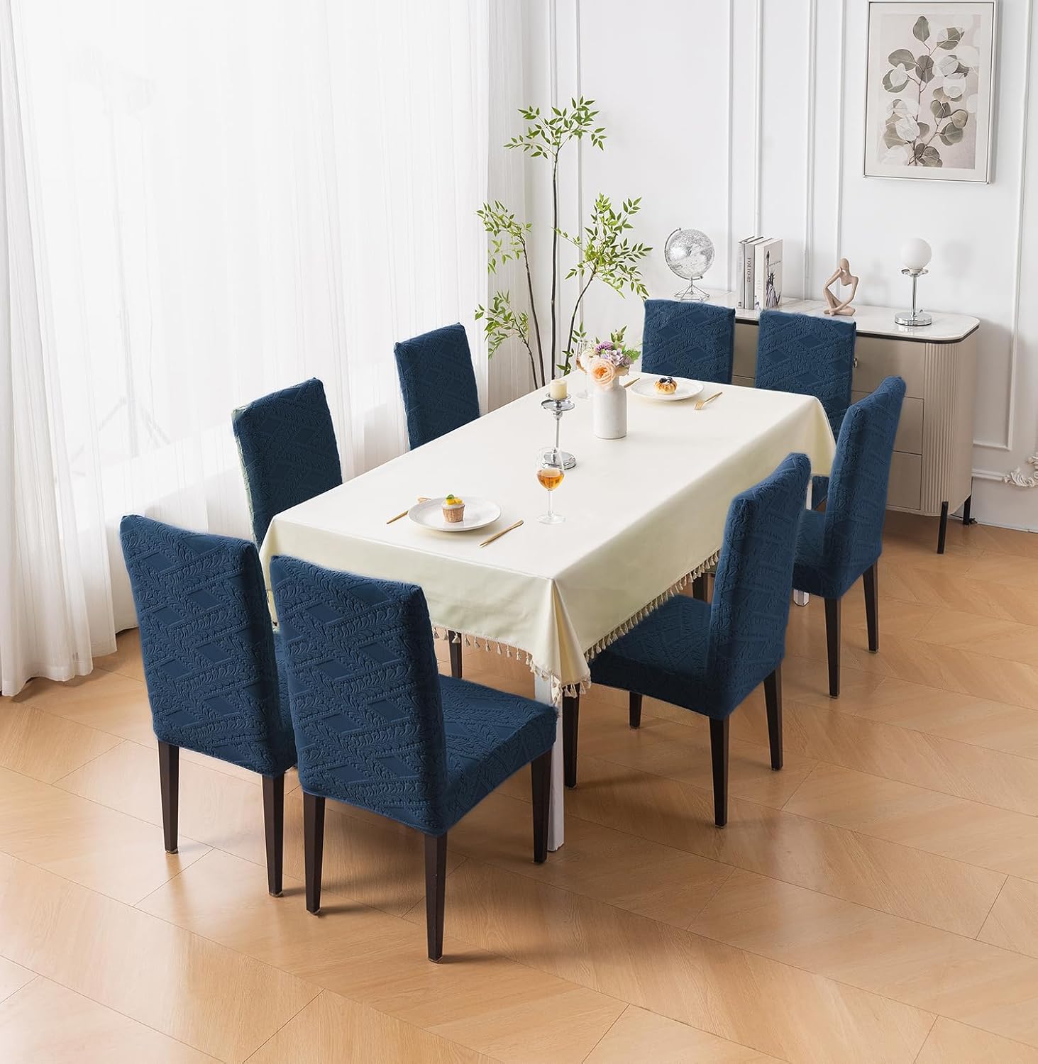 Stretchable Jacquard Chair Cover – 220 GSM-Navy