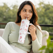1200ML Stainless Steel Tumbler with Lid, Handle & Straws - (1200 ML)