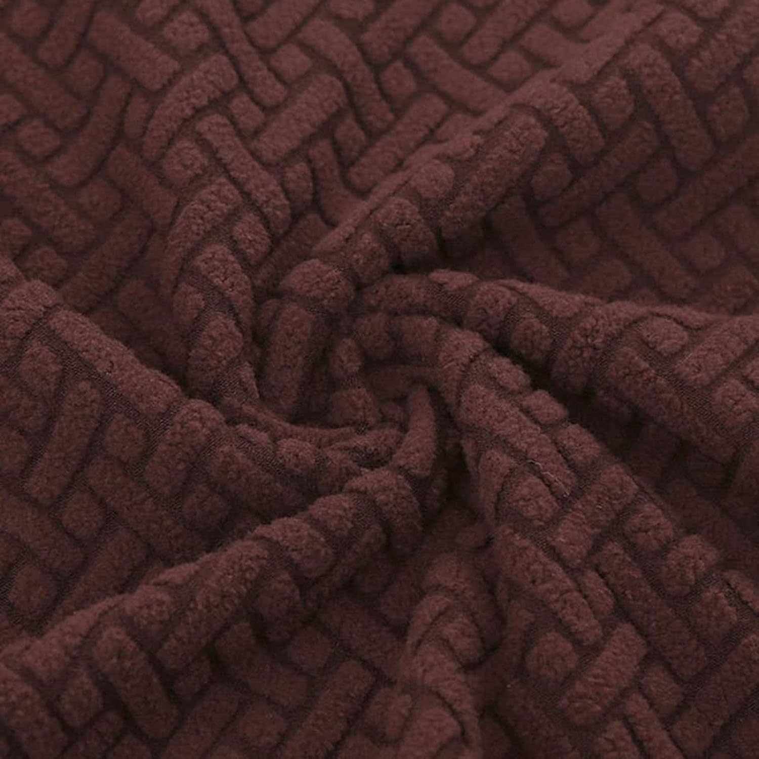 Elastic Jacquard Chair Cover Stretch Removable Washable (Dark Brown)