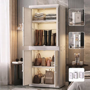 Plastic Wardrobe Storage Cabinet, Multipurpose Clothes Organizer with Shelves & Doors