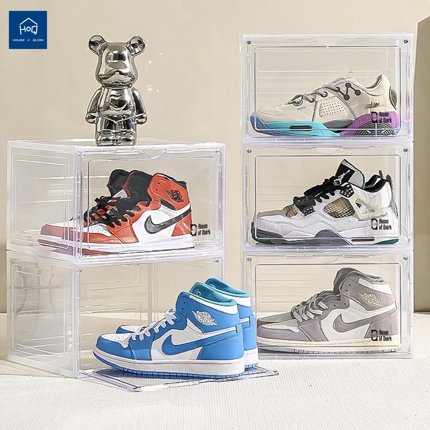 Shoe Storage Organizer Boxes White