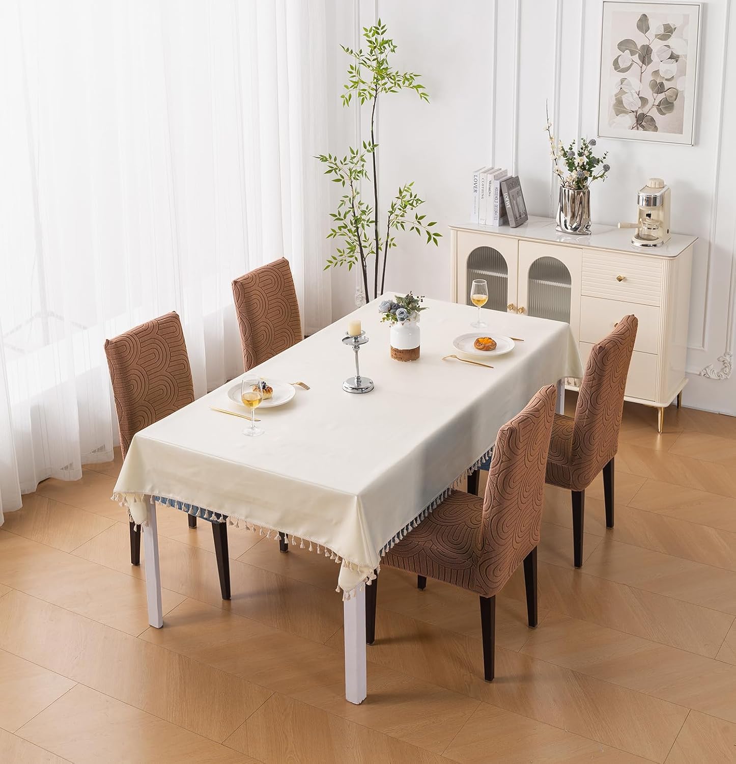 Premium Stretch Chair Cover – 220 GSM Jacquard Fabric (Brown)