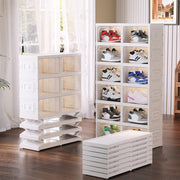 Foldable Shoe Rack | Space-Saving Shoe Organizer – White