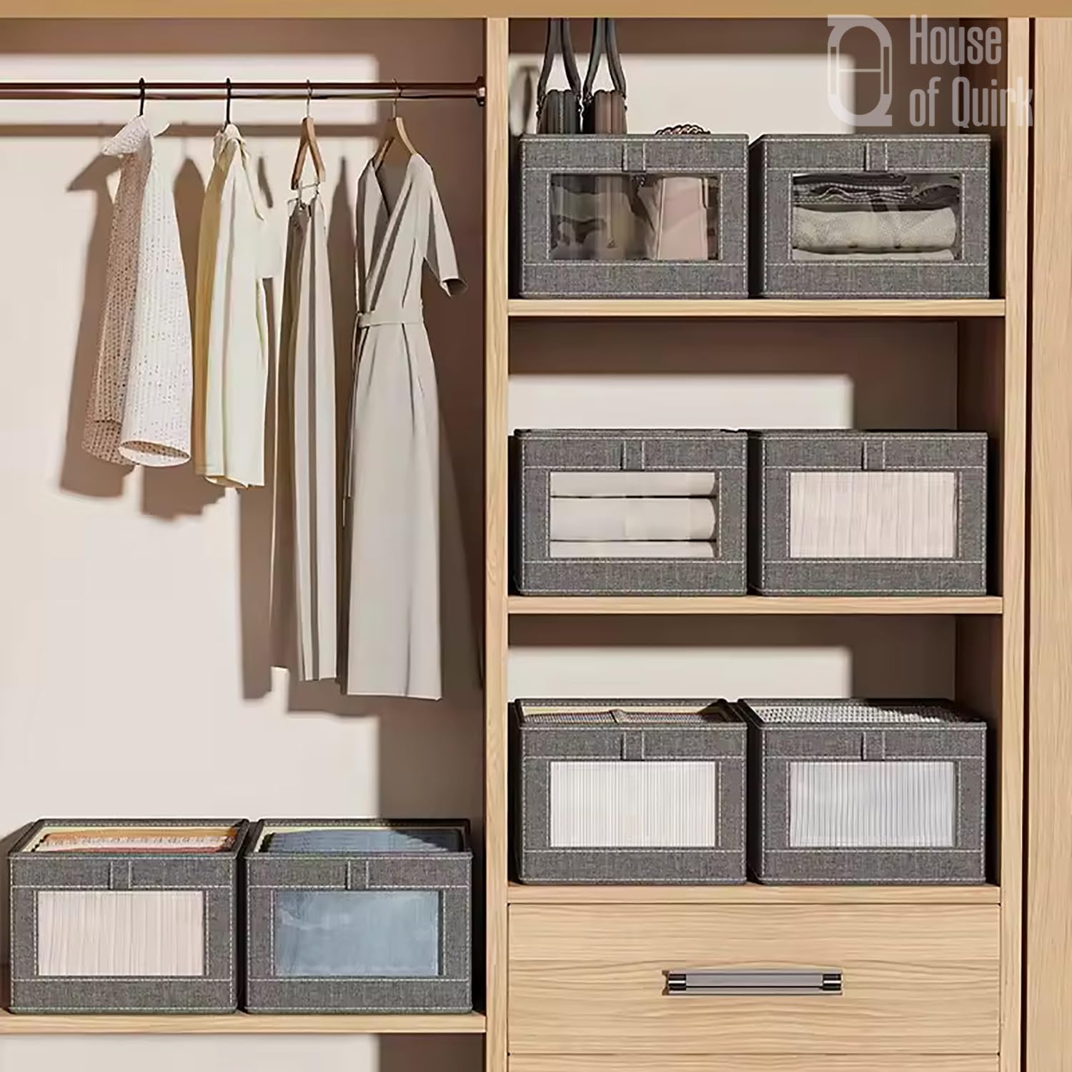 Durable and Versatile Closet Organizers-Beige Print