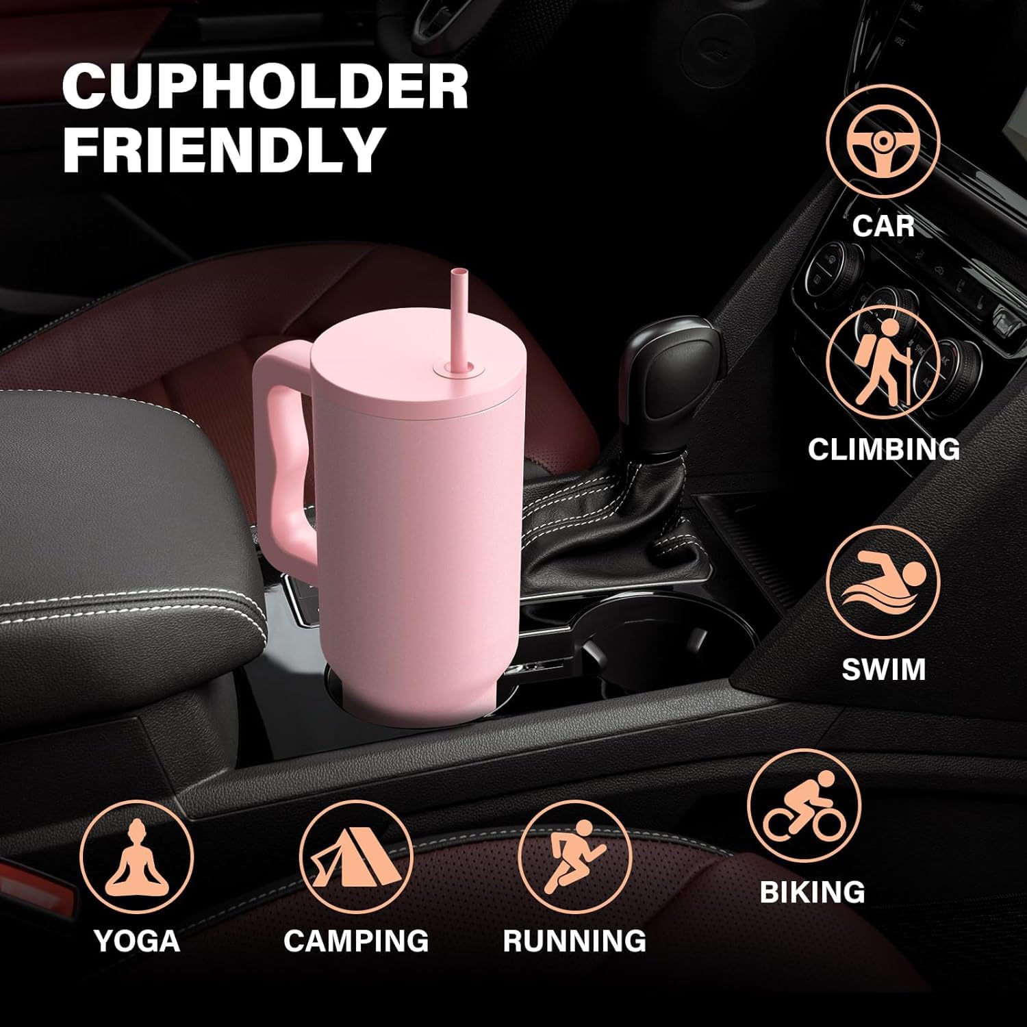 1200ML Leak-Proof Steel Tumbler with 3 Cute Flower Straw Cap