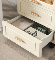 Bathroom Floor Storage Box Freestanding Box with Drawers Plastic (Beige)