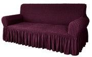 Bubble Frill Couch Cover-Wine