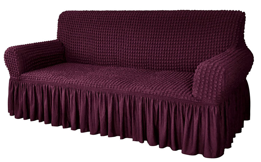 Bubble Frill Couch Cover-Wine