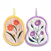 Tulip Flower Shaped Hanging Towels Set of 2 (Purple/Yellow)