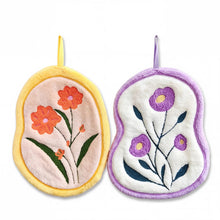 Tulip Flower Shaped Hanging Towels Set of 2 (Purple/Yellow)