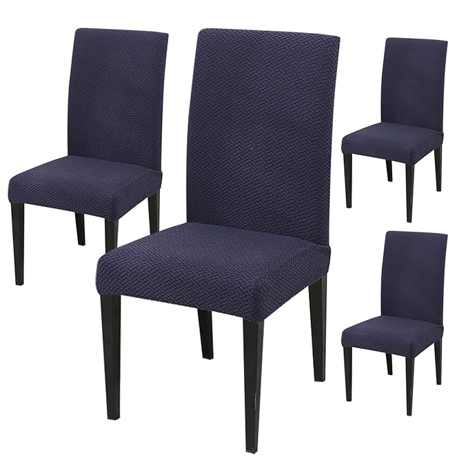 Elastic Jacquard Chair Cover (Navy Blue)