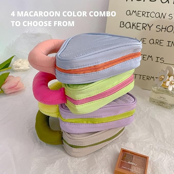 Makeup Organizer Travel Toiletry Bag Macaroon-Colored with Handle