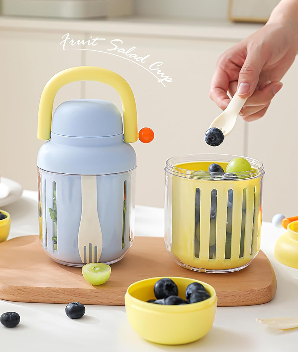 Portable Picnic Party Salad Storage Cups with Lids & Forks – 550ml