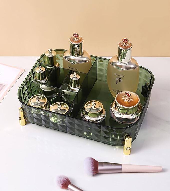 Acrylic Transparent Rectangular Decorative Tray (Green)