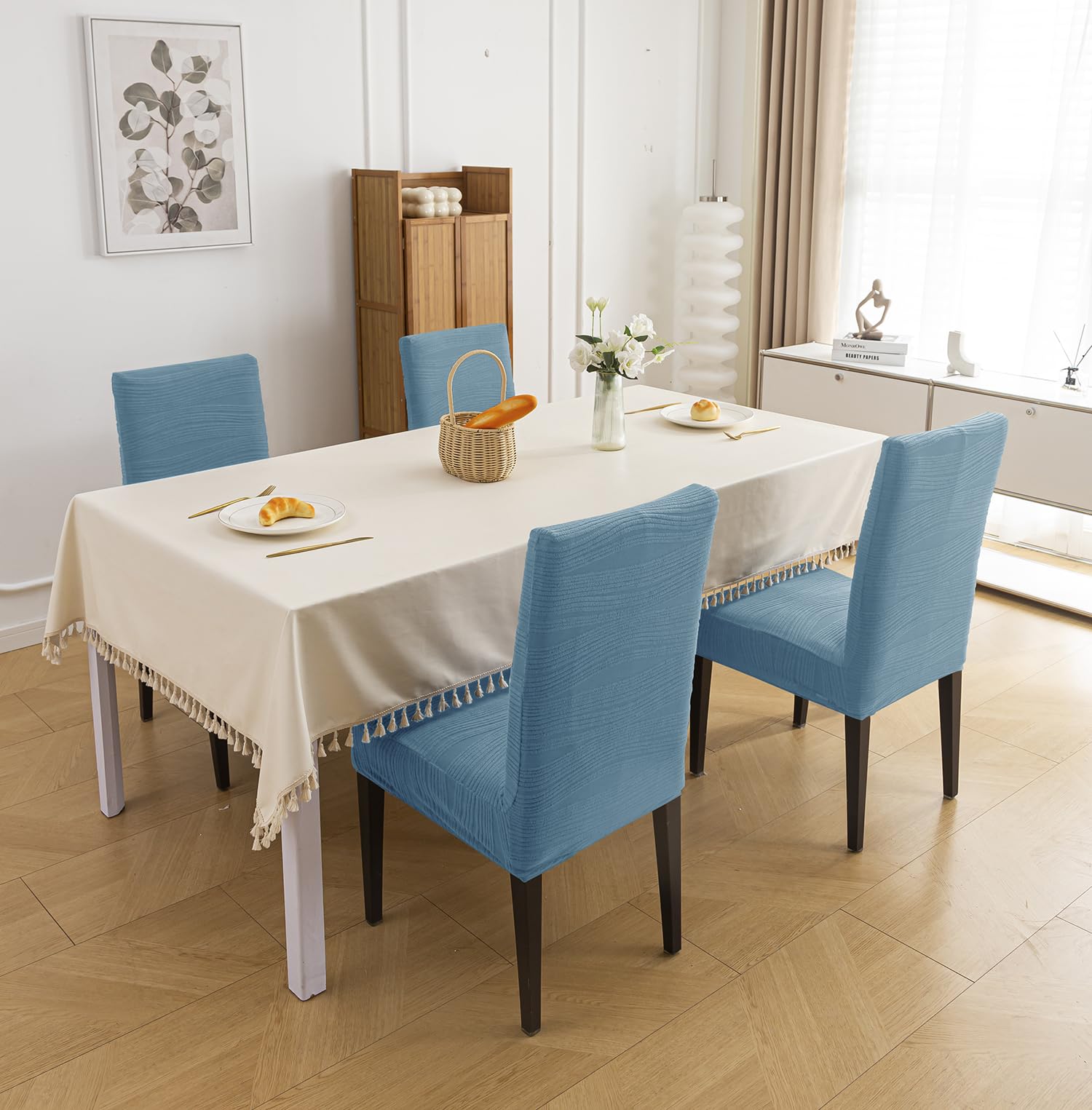 Stretchy Universal Jacquard Waterproof Chair Cover (Light Blue)