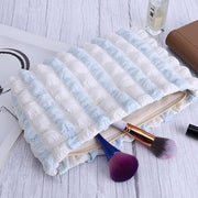 Makeup Bag Cute Makeup Bag Small Cosmetic Pouch (White/Blue)