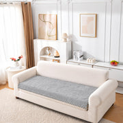Rabbit Plush Sofa Mat Floral Design - Grey