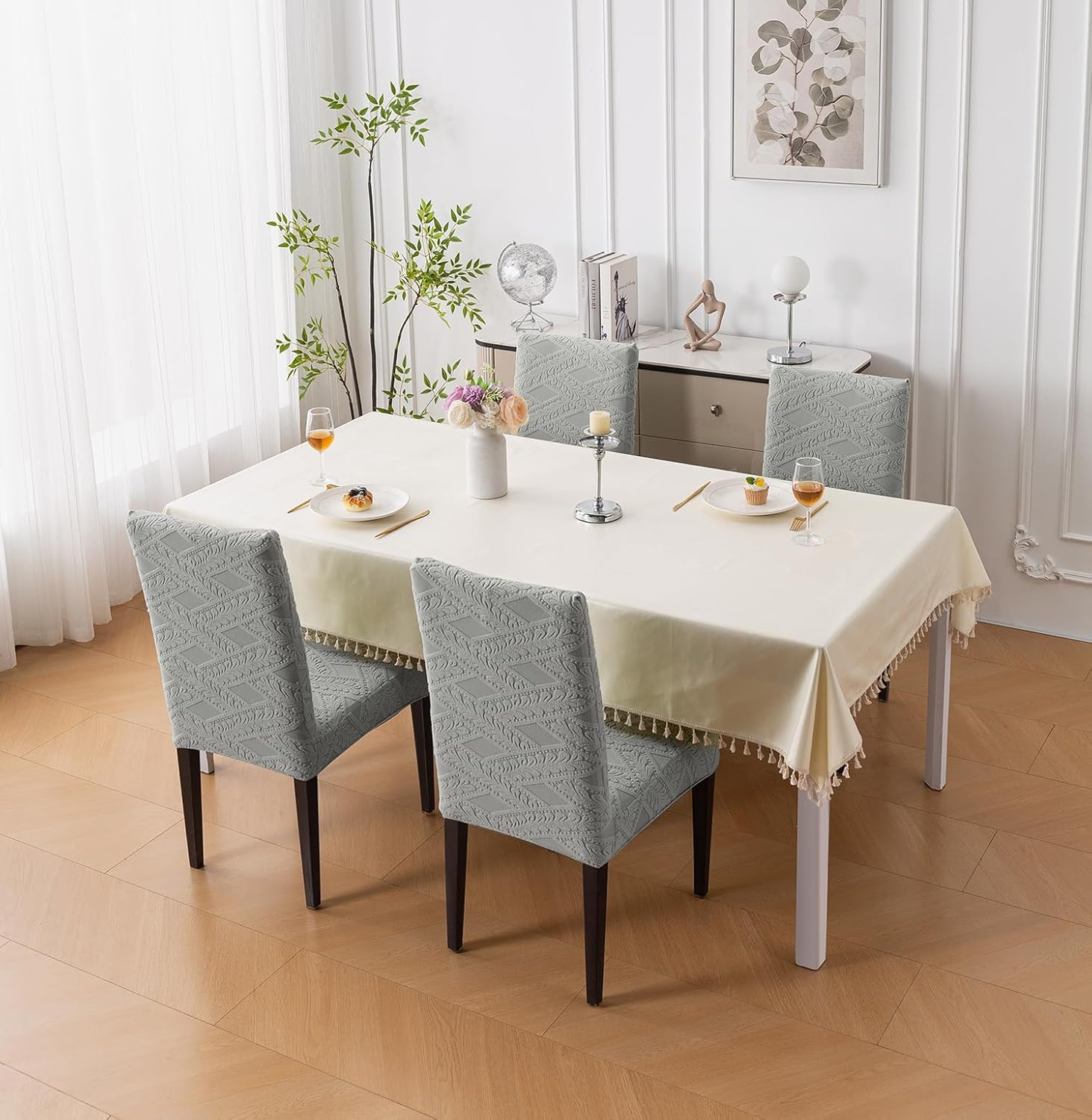 Stretchable Jacquard Chair Cover – 220 GSM- Grey
