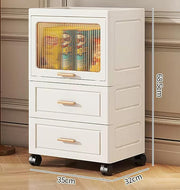 Bathroom Floor Storage Box Freestanding Box with Drawers Plastic (Beige)