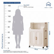 Foldable Wardrobe with Magnetic Doors & Wheels - Ivory White