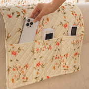 Quilted Printed Sofa Cover for Indian Sofa Set – Washable (Beige Tulip)