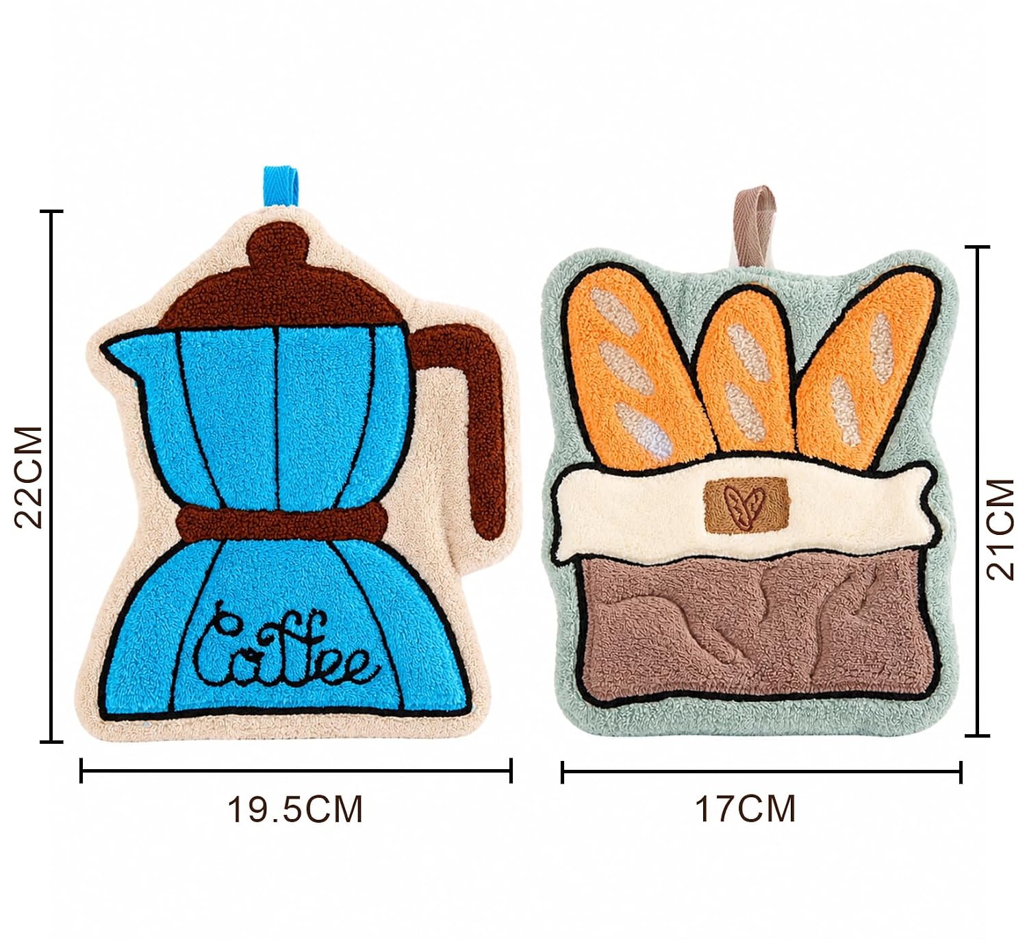 Coffee Shaped Hanging Towels Soft Coral Fleece Hand Towels (Set of 2)