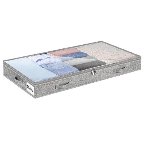 Under Bed Storage Drawer 48 Litre, Lightweight Clear Lid & Water-Resistant (Grey)
