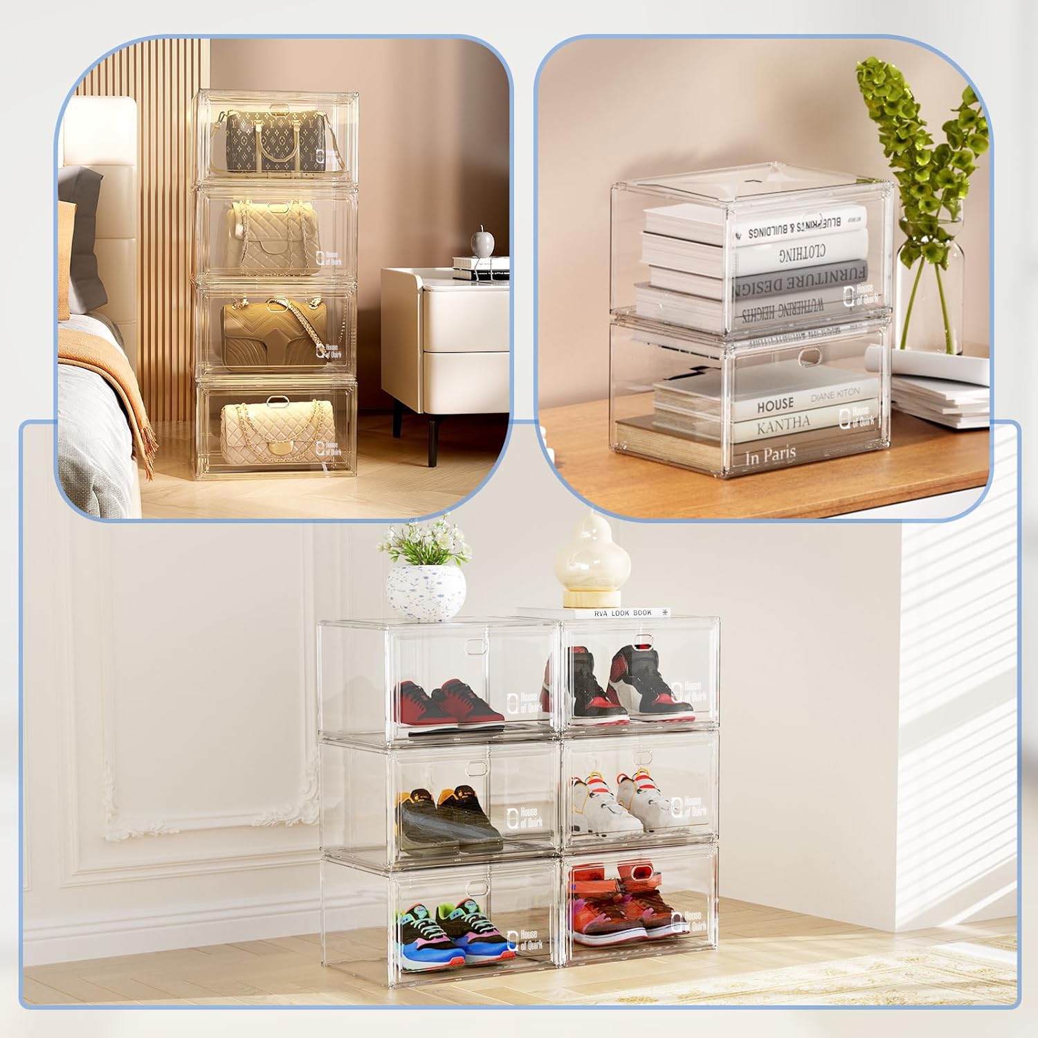 Shoe Storage Organizer Boxes White
