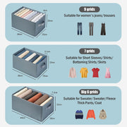 Wardrobe Clothes Organizer Closet Drawer Organizers Set of 3 (6+7+9 Grids)