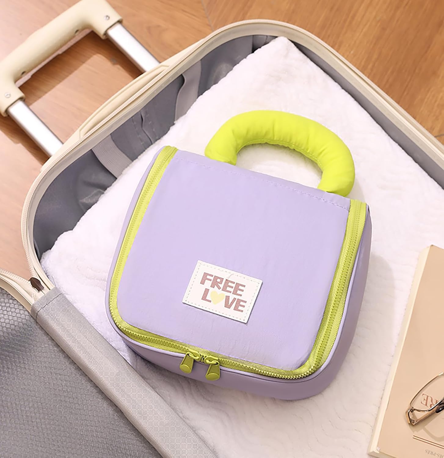 Hanging Toiletry Bag for Women – Water-Resistant Travel Makeup Organizer with Multiple Compartments & Padded Handle